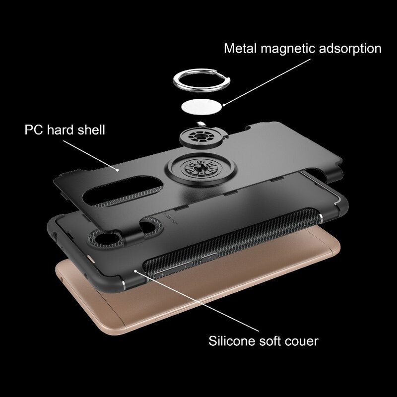 Caso Para Xiaomi Redmi 5 Plus Caso Xaomi Fundas capa de silicone macio Duro PC Magnético Anel armadura Capa Para xiomi Redmi 5 Mais Caso Capa