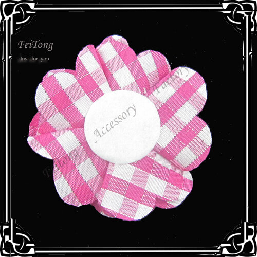 Free shipping!24pcs/lot 2.3 inch  New   checked fabric flowers   8colors for your choice
