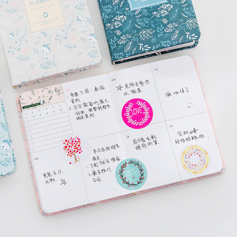 Корейский кавайный график A6, винтажный годовой дневник, еженедельный ежемесячный ежедневник, Цветочный дневник, школьный ежедневник, поставка