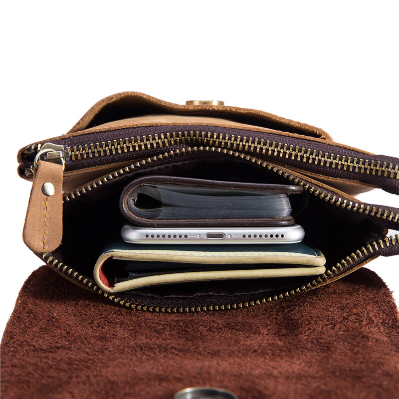 Винтажная поясная сумка из натуральной кожи для мужчин, забавная сумка для телефона, Многофункциональный мессенджер через плечо, модная сумочка на ремне, 2019