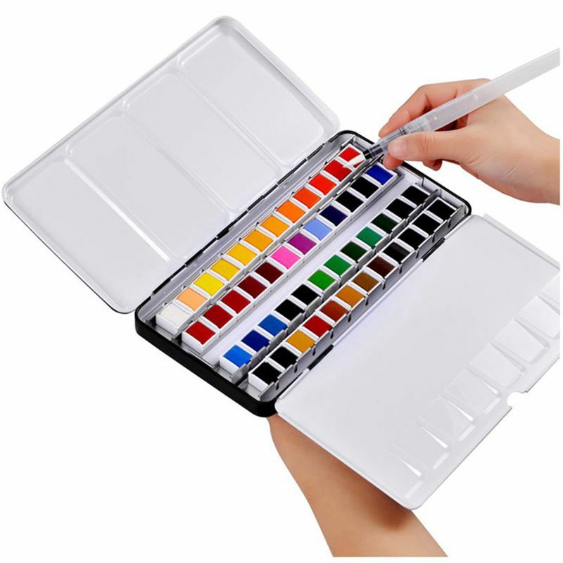 Caja con pinturas de acuarela para pintor profesional, material para artista, set de 12, 24, 36 o 48 colores sólidos