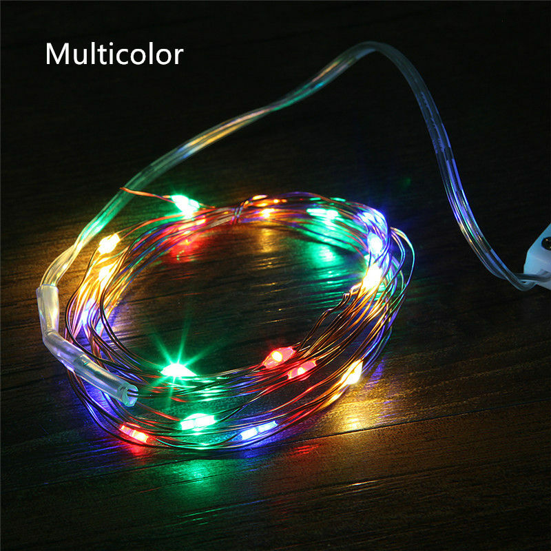 Guirnalda de luces LED de alambre de cobre, 2M, 20 LED, decoración de Navidad, boda, Fiesta en casa, alimentada por batería CR2032