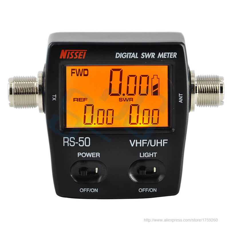 RS-50 Digital SWR / Watt Meter NISSEI 125-525MHz UHF/VHF M Type Connector for TYT Baofeng LED Screen Radio Power Counter