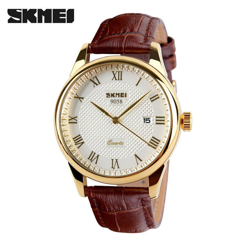 SKMEI-Reloj de pulsera de cuarzo para hombre y mujer, cronógrafo informal de acero completo con fecha, resistente al agua hasta 30m