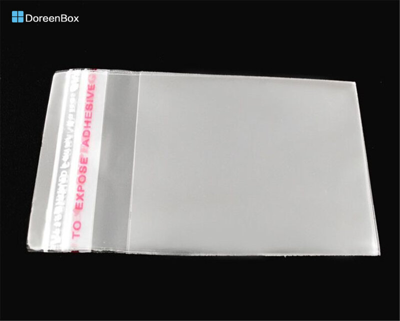Doreen Box hot- 200 PCs Klare Selbst Klebe Dichtung Kunststoff Taschen 6x4cm (B04010)