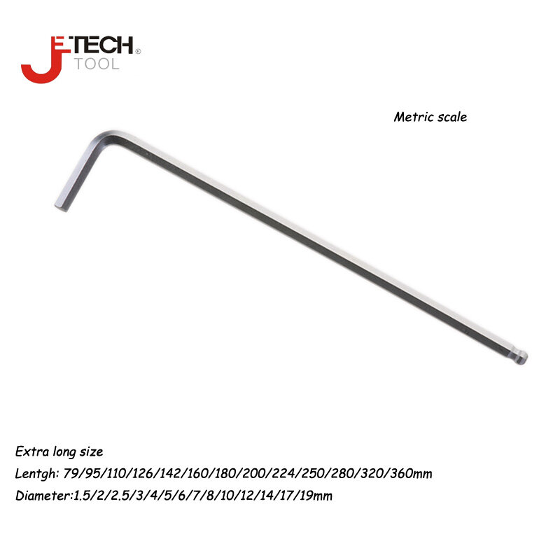 Шестигранный ключ Jetech, сверхдлинный шарик 1,5 мм, 2 мм, 2,5 мм, 3 мм, 4 мм, 5 мм, 6 мм, 7 мм, 8 мм, 10 мм, 12 мм, 14 мм, 17 мм, 19 мм