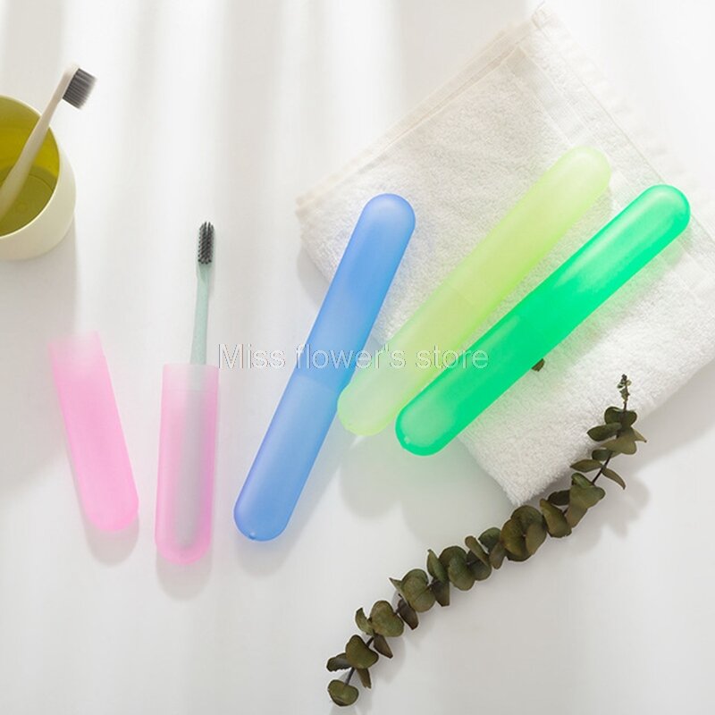 Étui de voyage portable pour brosse à dents, 1 pièce, tube en plastique de protection pour randonnée camping
