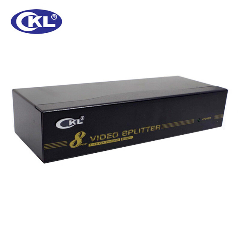 Alta-8 puerto VGA SVGA XGASplitter 8 en 1 compatible con DDC DDC2 DDC2B 450 MHz 2048*1536 a 60Hz carcasa metálica CKL-108A