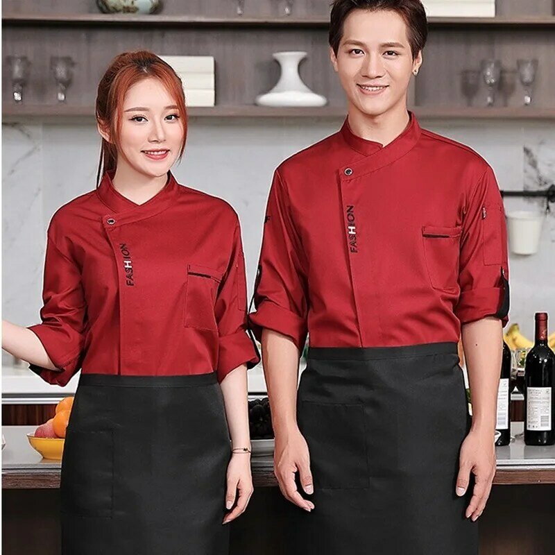 Chaqueta de Chef, uniforme de servicio de comida, catering, restaurante, trabajo de cocina, ropa de chef, DD1433