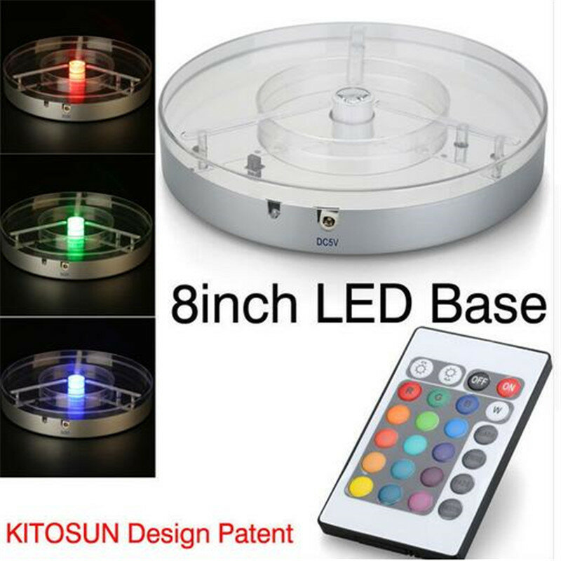 8inch Centerpiece Light Base E-Maxi High Power RGBW LED Light, Remote Controlled Multicolors LED Under Vase Light