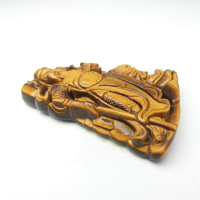 Colgante de ojo de tigre Natural Guan Gong, colgante de Collar largo de ojo de tigre abierto masculino, Wu Cai Shen