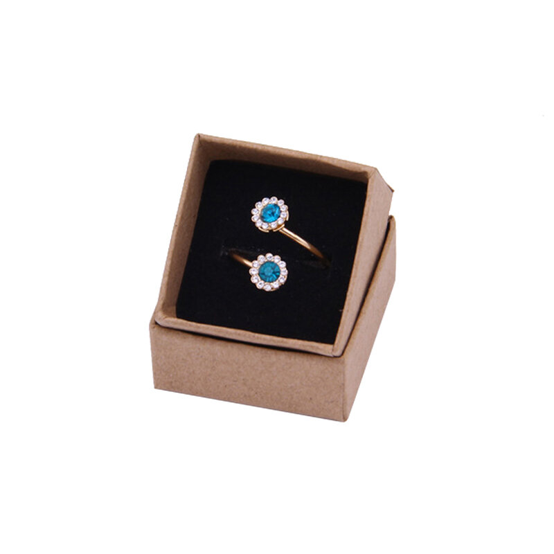 Caja para anillos de 4x4x3cm, Cajas de Regalo para pendientes/colgantes, organizador de joyería de alta calidad, embalaje de papel de exhibición, esponja negra, 24 Uds.
