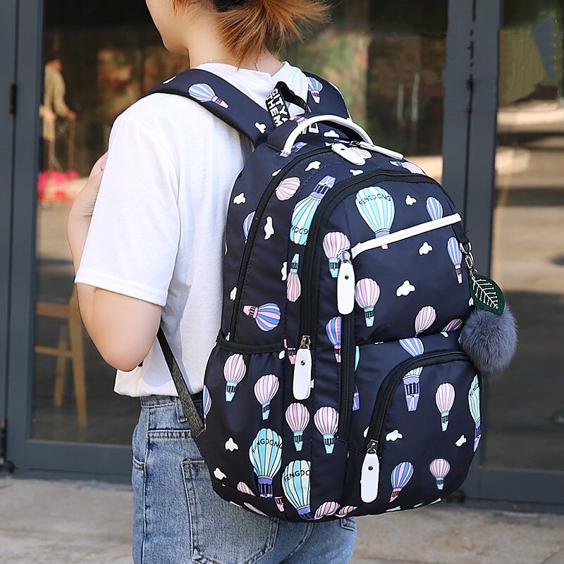 Fengdong-lindas mochilas escolares para niñas adolescentes, mochila escolar de estilo coreano para niñas, decoración de bola de piel, bolsa para niños, regalo para niñas