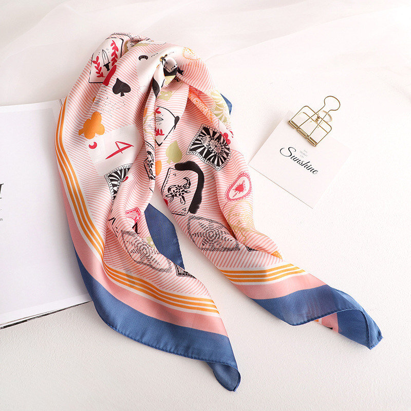 KOI LEAPING woman fashion card pattern printing 70x70cm small square scarf Silk scarf scarves headscarf hot gift