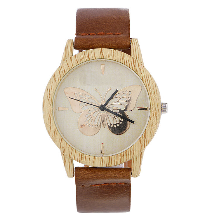 2020 Casual kreatywny motyl drewniany zegarek drewniane ręcznie Wrist Watch prosty zegarek kwarcowy w stylu vintage mężczyźni kobiety ubierają zegarki