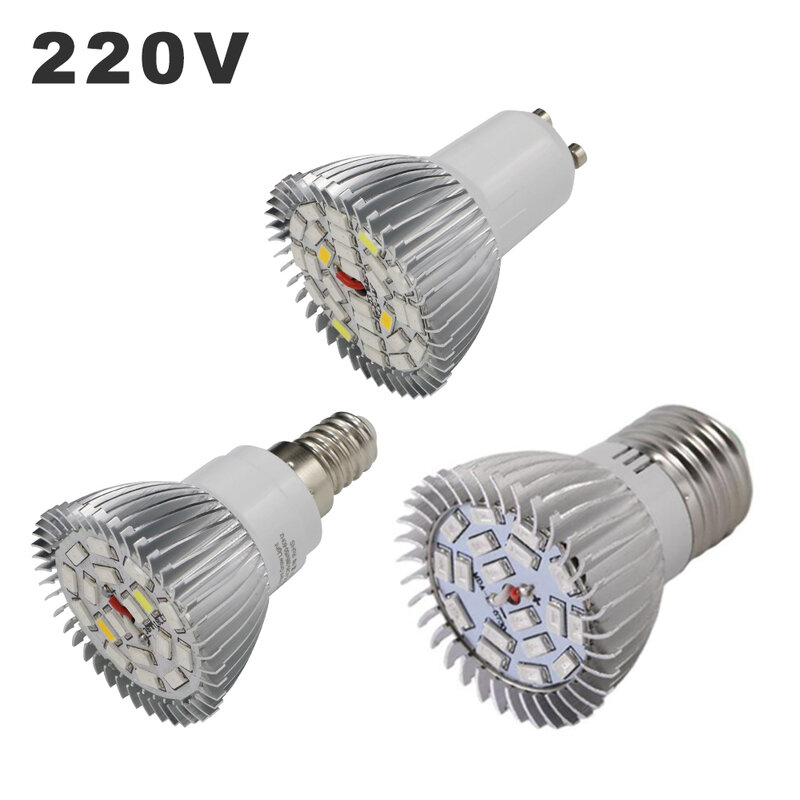 220V LED Phát Triển Đèn 18 Đèn LED 28 Bóng Đèn LED Suốt E27 E14 GU10 Tăng Trưởng Bóng Đèn Fitolampy Phyto Đèn cho Cây Trồng Thủy Canh
