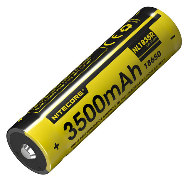 NITECORE NL1835R 3500 mAh wysoka wydajność wbudowany mikro Port ładowania USB akumulator Liion baterii 12.6Wh 3.6 V przycisk Top 18650