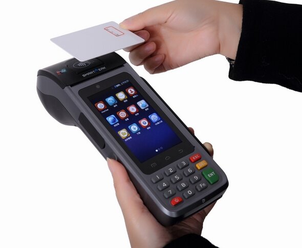 Di Động Android Chắc Chắc PDA Pos Nhà Ga NFC/IC Đầu Đọc Thẻ Máy Quét Mã Vạch Tích Hợp Máy In Hóa Đơn Đầu Đọc Thẻ RFID