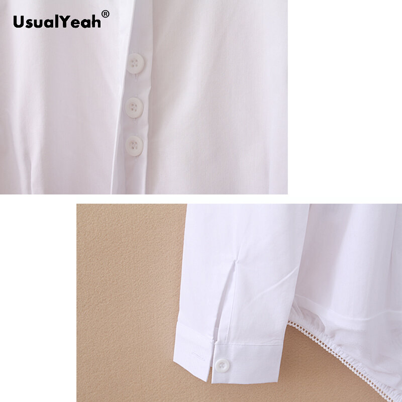 Più il Formato 2020 di Nuovo Modo Formale Camicette Elegante A manica Lunga In Cotone OL Corpo Camicetta Camicia Blusas Bianco S-3XL SY0385
