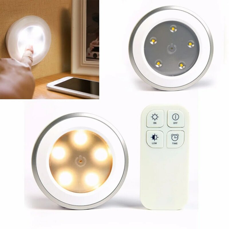 Новинка 2019, белая носветильник лампа с 5 светодиодный, приклеивающаяся к шкафу, шкафу, гардеробу, беспроводной пульт дистанционного управления