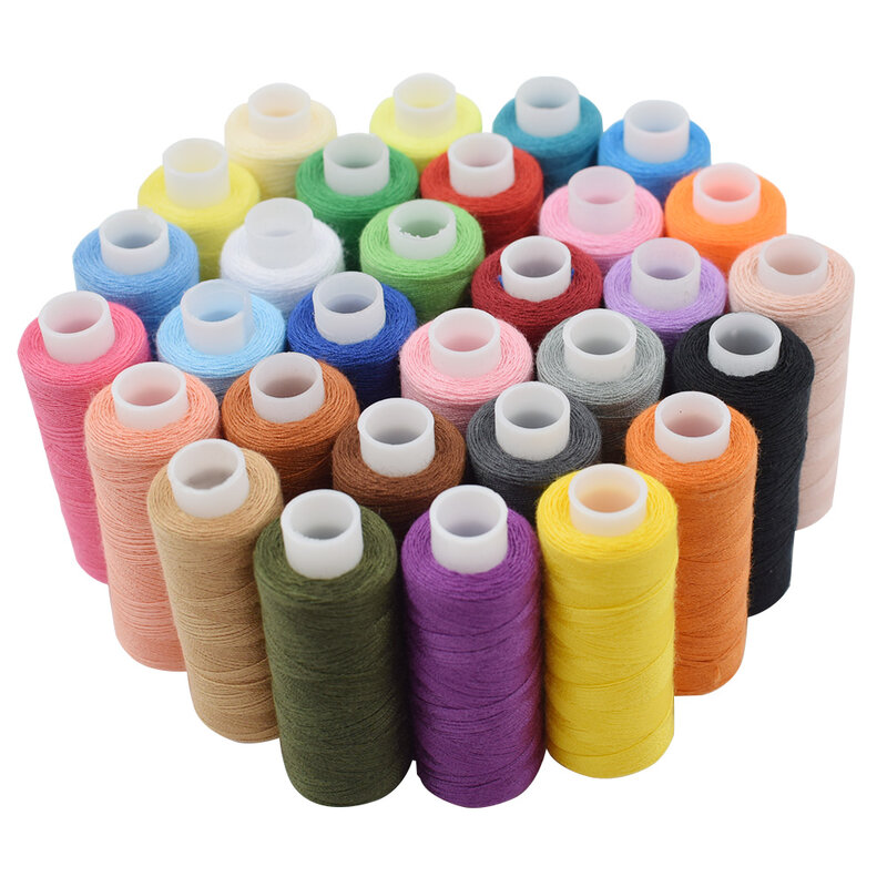 30Pcs Colorful 250 Yards Machine Embroidery Sewing Threads Cotton Craft Patch Steering-wheel Supplies
