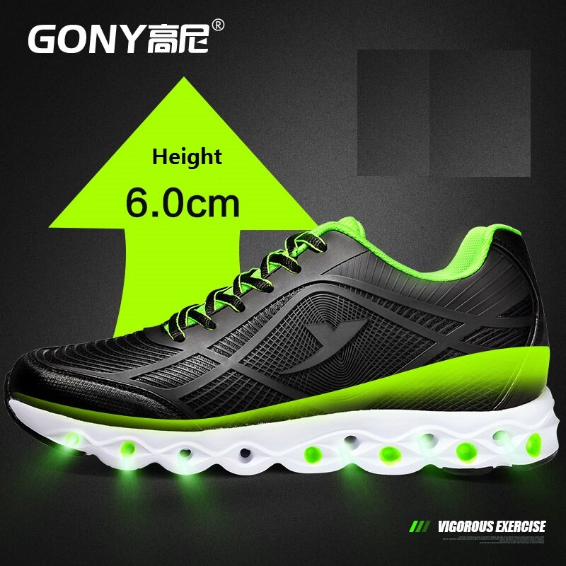 New Casual Esporte Sapatos Aumento Da Altura Do Elevador 6 centímetros Confortável Respirável Sneakers Elevados para Meninos Moda Desgaste Diário