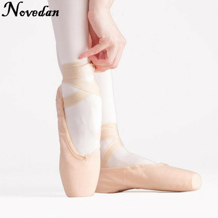 Kids Adult Pointe Shoes Ballet Dance Woman Ladies Professional Canvas Satin Ballet Pointe Shoes With Ribbons And Gel Toe pads