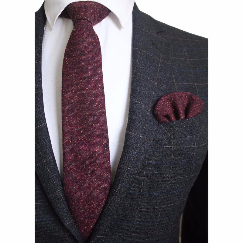 Ricnais-Gravata xadrez sólida masculina, gravata e lenço de caxemira de qualidade, conjunto de corvos de lã, 8cm