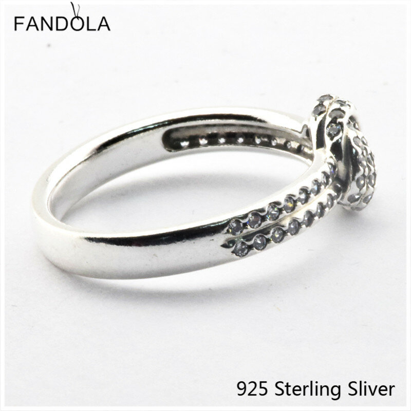 Обручальные кольца для женщин, серебро 925 пробы, сверкающий любовный узел, ювелирные изделия, кольцо, чистый фианит