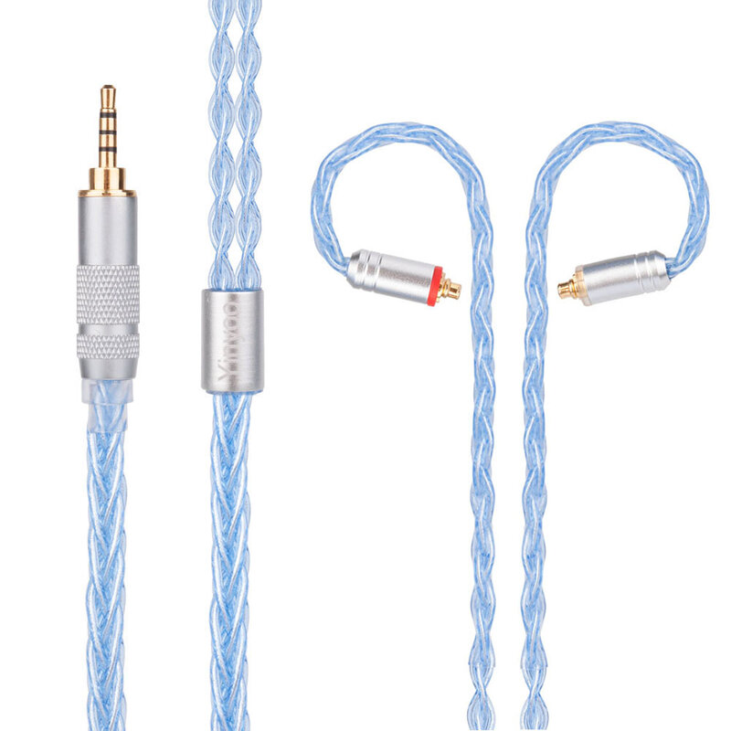Yinyoo 8 rdzeń posrebrzana miedź kabel 2.5/3.5/4.4mm zbalansowany ulepszony kabel do słuchawek z MMCX/2Pin ZSN PRO ZSX TRN X6 C12 A10