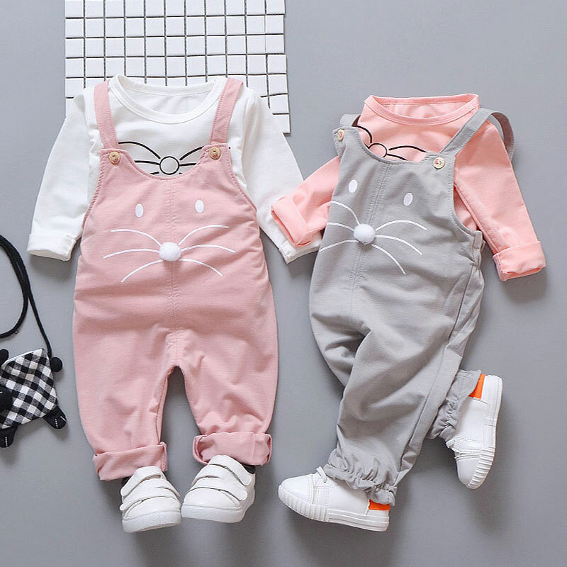 Lente Pasgeboren Baby Meisjes Kleding Sets Mode Pak T-shirt + Broek Pak Baby Meisjes Dragen Buiten Sport Pak Kleding Sets