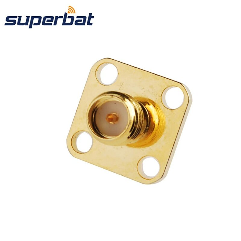Superbat RP-SMA Female (male pin) Panel Mount 4 hole Solder Connector with 4mm Dielectric&Solder