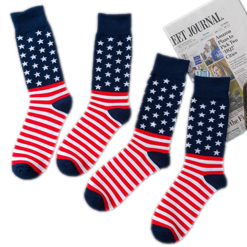 1 Paar Amerikaanse Troef Vlag Sokken Amerikaanse Vlag Sokken Gestreepte Katoenen Sokken Sport Sokken