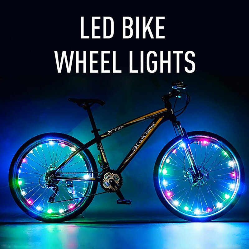 Cadena de Luces LED para rueda de Bicicleta de montaña, 2M, 20 Luces Led para rueda de radios de ciclismo, accesorios para Bicicleta