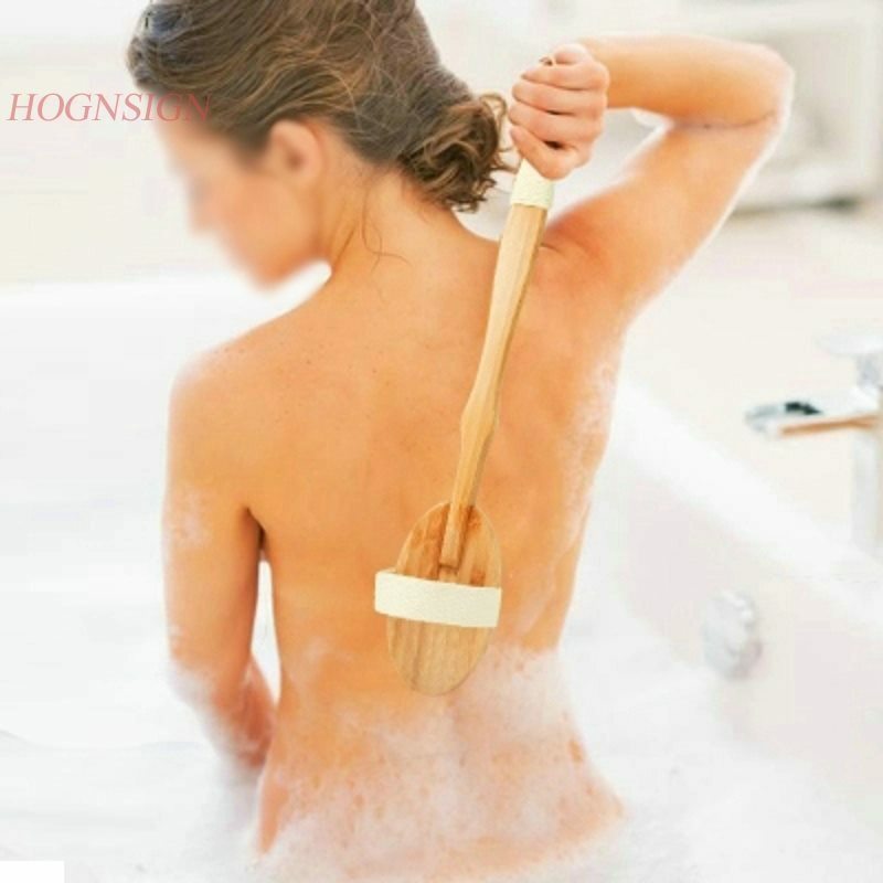Long Handle Bath Brush Large Pig Bristle Back Massage Mud Toiletries Body Care Tool Cleansing Massager Bathing Artifact