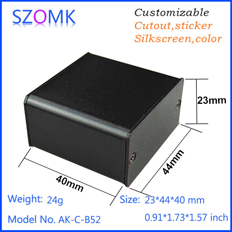 Szomk 전자 알루미늄 박스, DIY 블랙 파우더 코팅 알루미늄 케이스, 소형 인클로저 알루미늄 프로젝트 박스, 23*44*40mm, 4 개