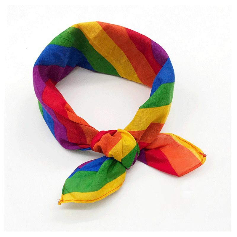 Festival arco-íris colorido sete listras, 55x55cm unissex algodão bolso quadrado bandana faixa de cabeça parada gay pulseira pescoço gravata
