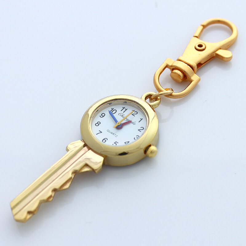 Śliczne piękny moda Brand New Fashion kryształowy kształt klucza kieszonkowy wisiorek brelok do kluczy zegarek kwarcowy z torbą na prezent GL59K