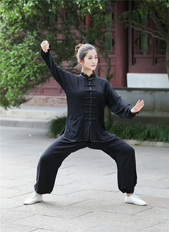 Шанхайская история, национальная китайская женская форма тайчи, костюм кунг-фу из 100% хлопка, воротник-стойка, свободный комплект одежды 5 цветов