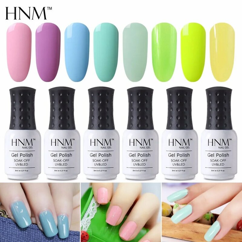 HNM 8 ML Color de luz de verano Gel de uñas estampado pintura de Gel de verano desnudo esmalte de uñas Gel barniz UV LED Gellak color Verde Gelpolish
