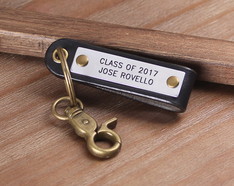 Porte-clés personnalisé en cuir pour remise de diplôme, cadeau de remise de diplôme, classe de 2017