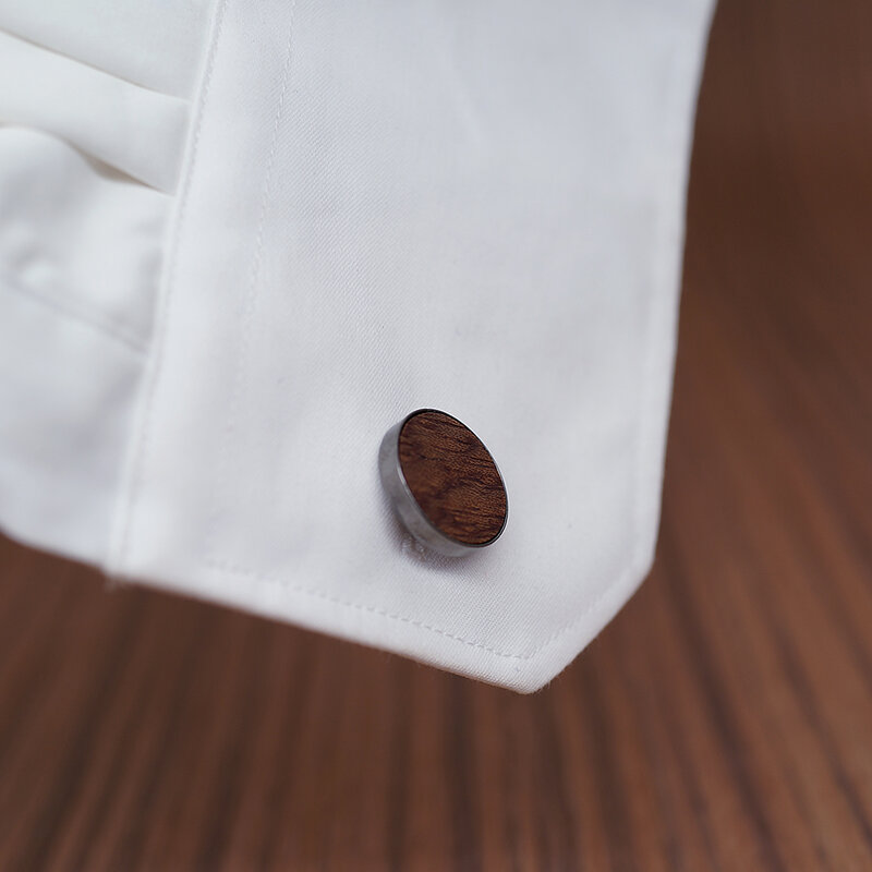 Botão de punho de madeira preto abotoaduras da marca do presente dos homens da camisa da forma da madeira de mahoosive