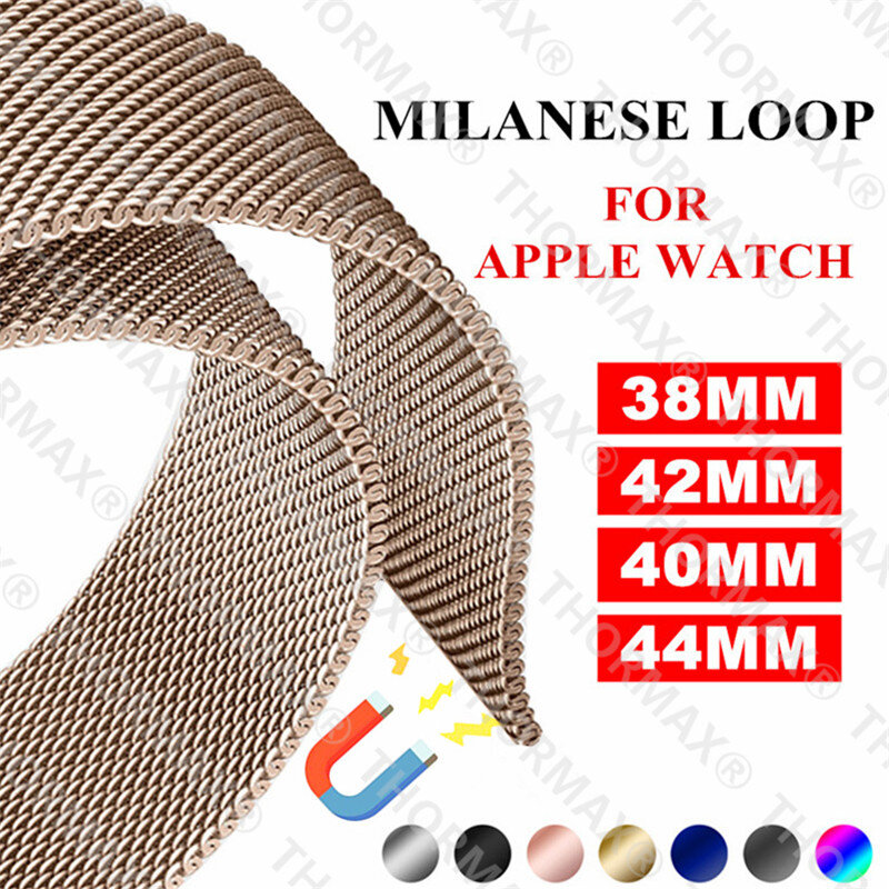 Milanese Laço Pulseira Relógio banda de Aço Inoxidável Para A Apple series 1/2/3 42mm 38mm Pulseira cinta para iwatch série 4 40mm 44mm