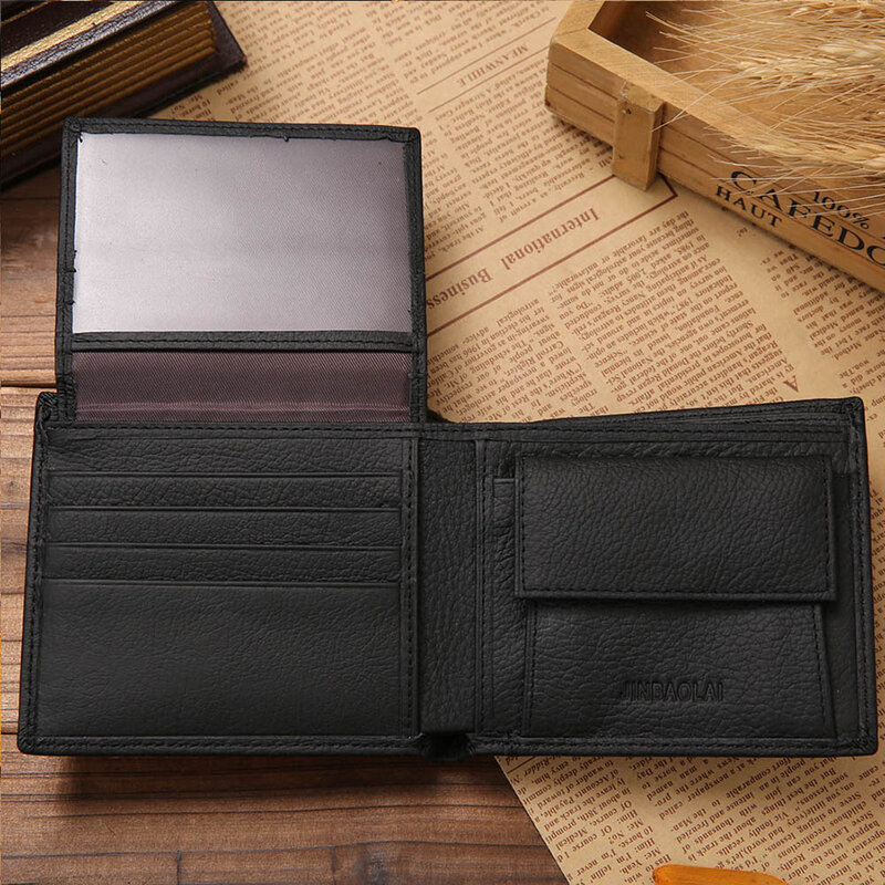 Classic Short Genuine Leather Men Wallets Fashion Coin Pocket Card Holder Men Purse Simple Quality Male Wallets