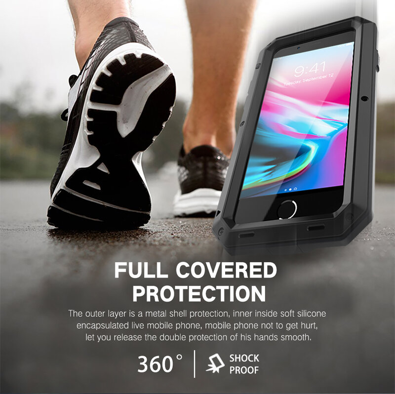 RapDuty-Coque de téléphone antichoc Doom Armor, coque en aluminium métallique, coque de protection pour iPhone 14 15 Pro Max 13 12 11 XS Poly 8 7 SE 2020 360