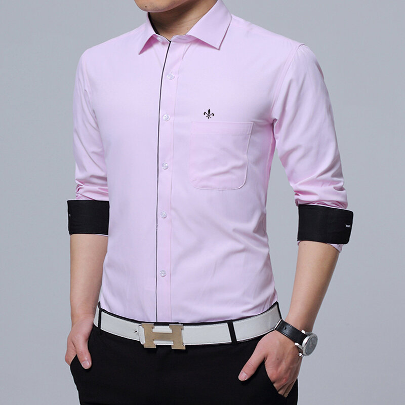 Dudalina 셔츠 남성 캐주얼 남성 셔츠 2020 긴 소매 공식 비즈니스 남자 셔츠 슬림 맞는 디자이너 능 직물 드레스 맞춤법 색상