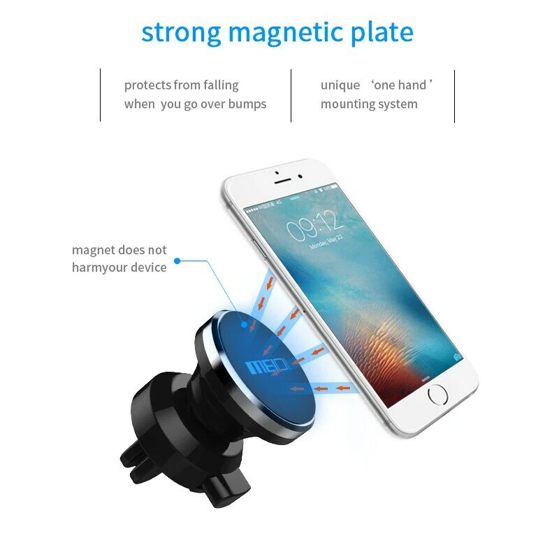 Soporte de teléfono para coche MEIDI, soporte de montaje en rejilla de ventilación para soporte móvil para iPhone Xiaomi, soporte de teléfono magnético con soporte para Samsung