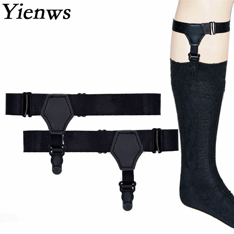 Yienws Hosenträger Suspensorio Socken Strumpfbänder Für Männer 2,5 cm Zwei Clips Socke Halter Bleibt Hosenträger Masculino YiA031