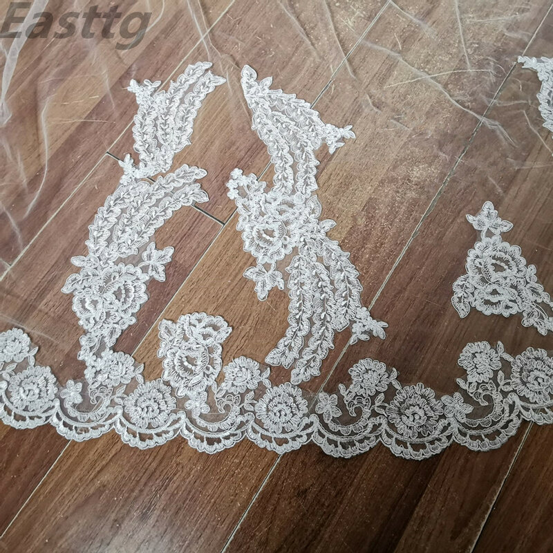 Voile De mariage Long en dentelle et Tulle De 3 M, 1 couche, blanc ivoire, avec peigne, 2019