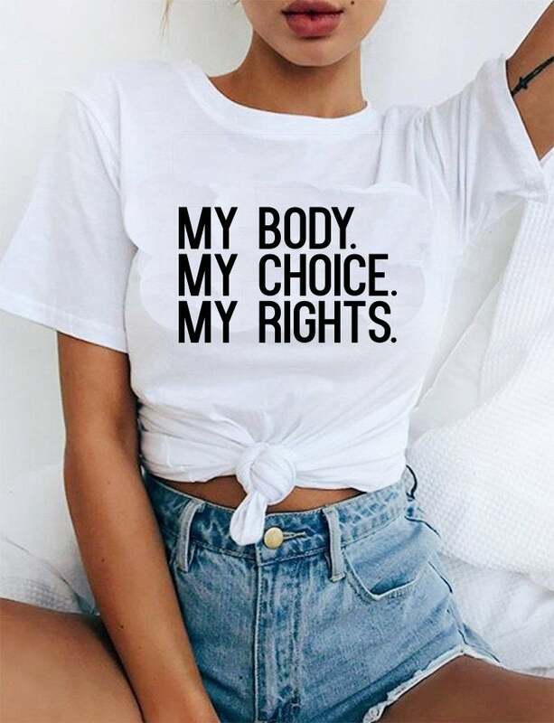 T-shirt décontracté et humoristique pour femme, en coton, avec mon choix et mes droits imprimés, Hipster Tumblr, NA-73